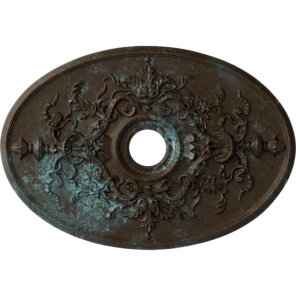 Ekena Millwork Alexa Medallion (Canopies up to 5 5/8"), 30 3/4"W x 21 1/4"H x 3 7/8"ID x 1 5/8"P, Bronze Blue CM21X30ALBBS - main